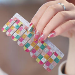 Glitter Nail Polish Strips Stickers - Self Adhesive Full Nail Wraps