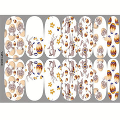 Easter Cartoon Bunny Chick Egg Nail Polish Stickers - 10 Sheets