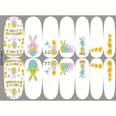 Easter Cartoon Bunny Chick Egg Nail Polish Stickers - 10 Sheets