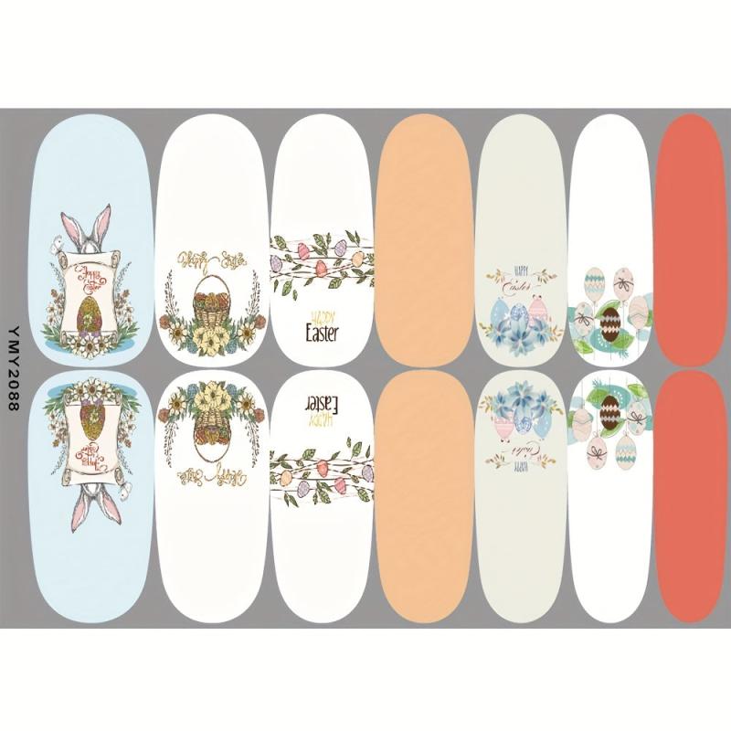 Easter Cartoon Bunny Chick Egg Nail Polish Stickers - 10 Sheets