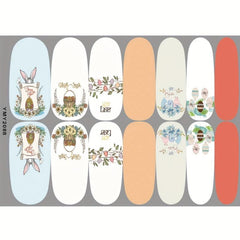 Easter Cartoon Bunny Chick Egg Nail Polish Stickers - 10 Sheets