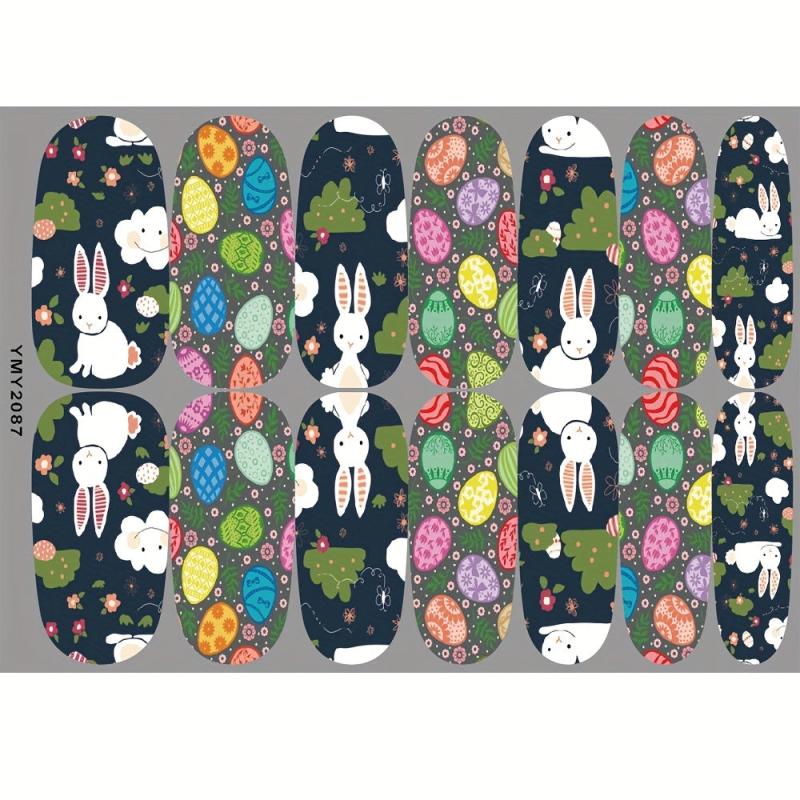 Easter Cartoon Bunny Chick Egg Nail Polish Stickers - 10 Sheets