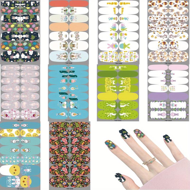 Easter Cartoon Bunny Chick Egg Nail Polish Stickers - 10 Sheets