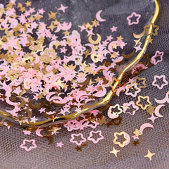 12 Grids Golden Pink Nail Glitter Flakes - Nail Sequin Flower Charm Nail Art