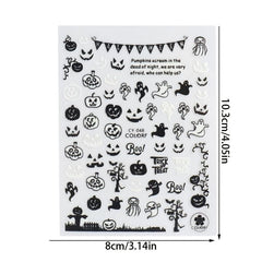 3D Luminous Halloween Nail Stickers Self Adhesive Nail Art Decals - Skull Ghost