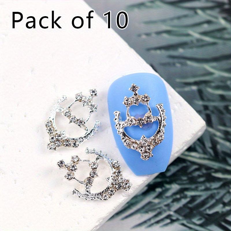 10pcs Nail Art Charms Rhinestone Alloy DIY Nail Salon Accessories