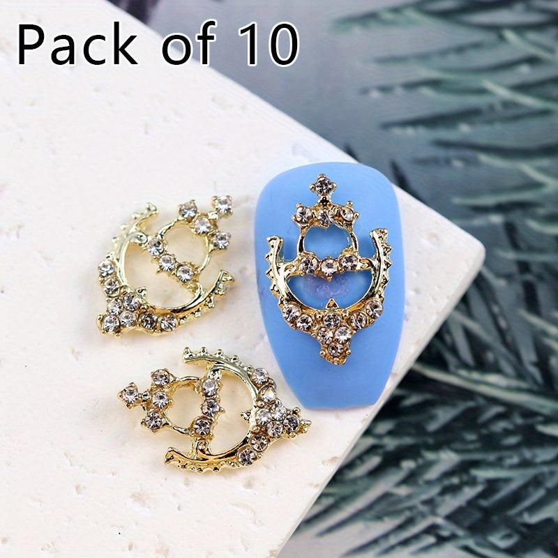 10pcs Nail Art Charms Rhinestone Alloy DIY Nail Salon Accessories