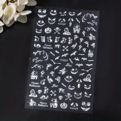Halloween 3D Nail Art Stickers Golden Silver Decals Spooky Design