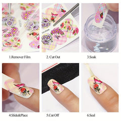4pcs Red Lip Letter Nail Water Transfer Stickers for Valentine Nail Art DIY
