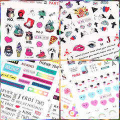 4pcs Red Lip Letter Nail Water Transfer Stickers for Valentine Nail Art DIY
