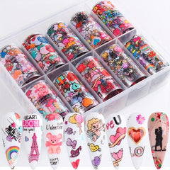 Nail Foil Glitter Stickers Wraps Decal Transfer Flower Butterfly Spring Series