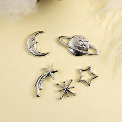 10pcs 3D Moon Star Planet Nail Charms Alloy Decoration Sliver