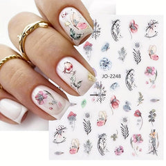 3D Flower Nail Art Stickers with Leaves & Butterfly - Spring DIY Nail Decor