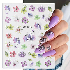 3D Flower Nail Art Stickers with Leaves & Butterfly - Spring DIY Nail Decor