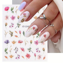 3D Flower Nail Art Stickers with Leaves & Butterfly - Spring DIY Nail Decor