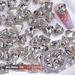 10 pcs Peach Heart Nails Decals with Diamond Crystals