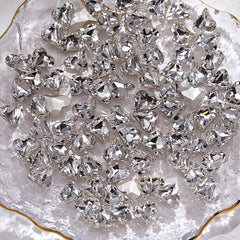 10 pcs Peach Heart Nails Decals with Diamond Crystals