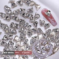 10 pcs Peach Heart Nails Decals with Diamond Crystals