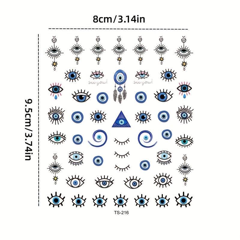 Evil Eye Nail Art Stickers Decals 3D Self Adhesive