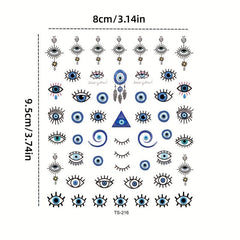 Evil Eye Nail Art Stickers Decals 3D Self Adhesive