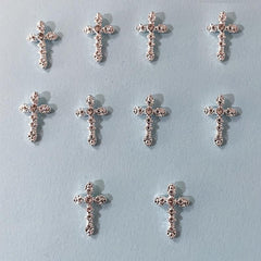 Glitter Rhinestones Cross 3D Nail Charms 10pcs Pack Nail Art Decorations