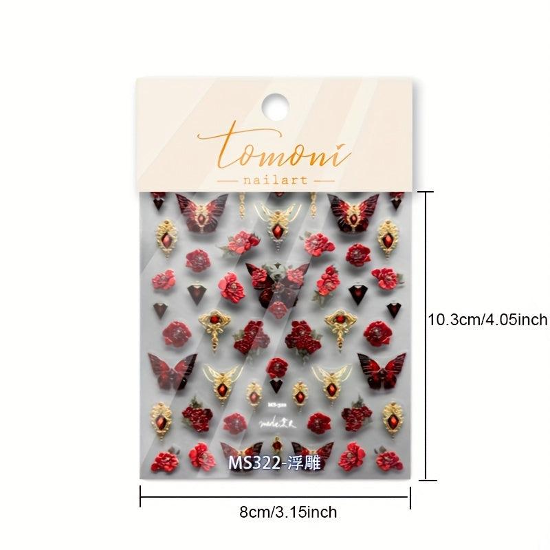 5D Embossed Butterfly Nail Art Stickers Self Adhesive Decals for DIY Nail Art