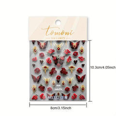 5D Embossed Butterfly Nail Art Stickers Self Adhesive Decals for DIY Nail Art