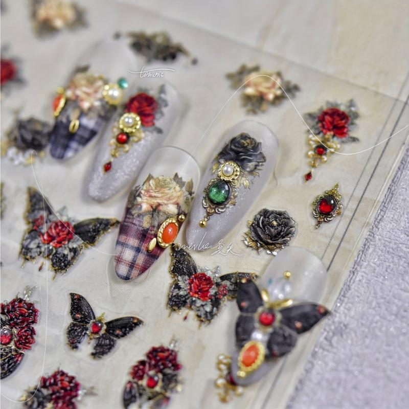 5D Embossed Butterfly Nail Art Stickers Self Adhesive Decals for DIY Nail Art
