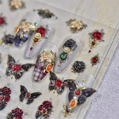 5D Embossed Butterfly Nail Art Stickers Self Adhesive Decals for DIY Nail Art