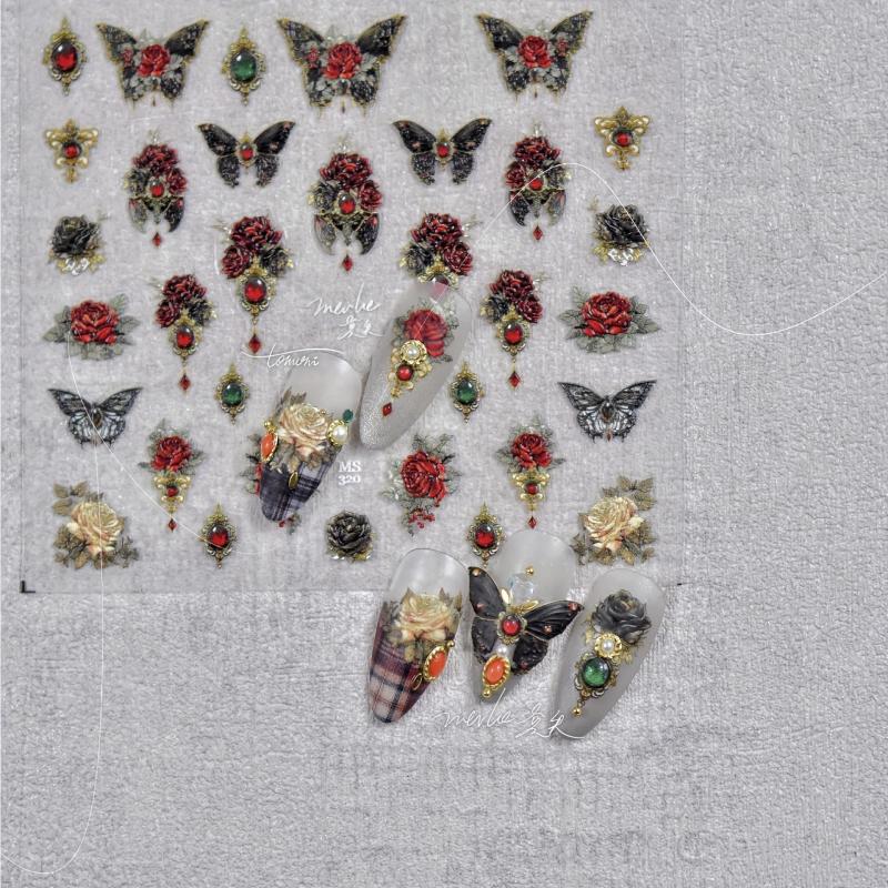 5D Embossed Butterfly Nail Art Stickers Self Adhesive Decals for DIY Nail Art