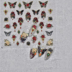 5D Embossed Butterfly Nail Art Stickers Self Adhesive Decals for DIY Nail Art