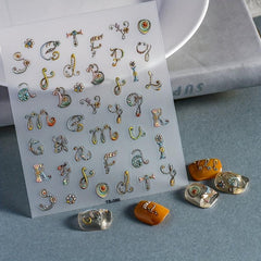 4pcs 5D Flower Nail Art Stickers Self Adhesive Nail Decals For DIY Or Salons