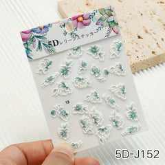 5D Embossed Flower Nail Art Stickers Lace Decals For DIY Or Salon