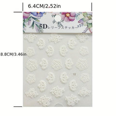 5D Embossed Flower Nail Art Stickers Lace Decals For DIY Or Salon