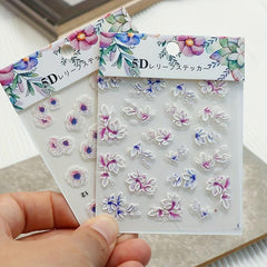 5D Embossed Flower Nail Art Stickers Lace Decals For DIY Or Salon