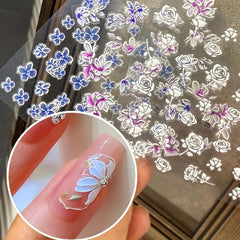 5D Embossed Flower Nail Art Stickers Lace Decals For DIY Or Salon