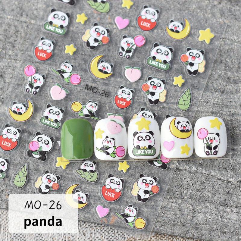 5D Embossed Panda Nail Art Stickers - Fun DIY Nail Supplies