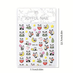 5D Embossed Panda Nail Art Stickers - Fun DIY Nail Supplies