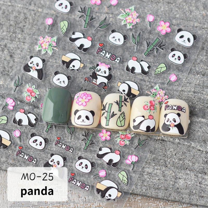5D Embossed Panda Nail Art Stickers - Fun DIY Nail Supplies