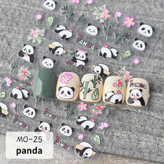 5D Embossed Panda Nail Art Stickers - Fun DIY Nail Supplies