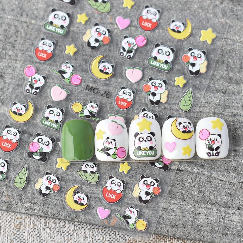 5D Embossed Panda Nail Art Stickers - Fun DIY Nail Supplies