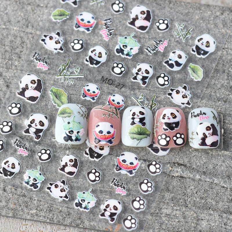 5D Embossed Panda Nail Art Stickers - Fun DIY Nail Supplies
