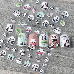 5D Embossed Panda Nail Art Stickers - Fun DIY Nail Supplies