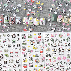 5D Embossed Panda Nail Art Stickers - Fun DIY Nail Supplies