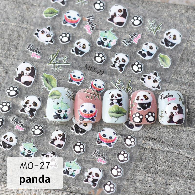 5D Embossed Panda Nail Art Stickers - Fun DIY Nail Supplies