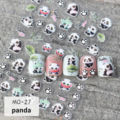5D Embossed Panda Nail Art Stickers - Fun DIY Nail Supplies