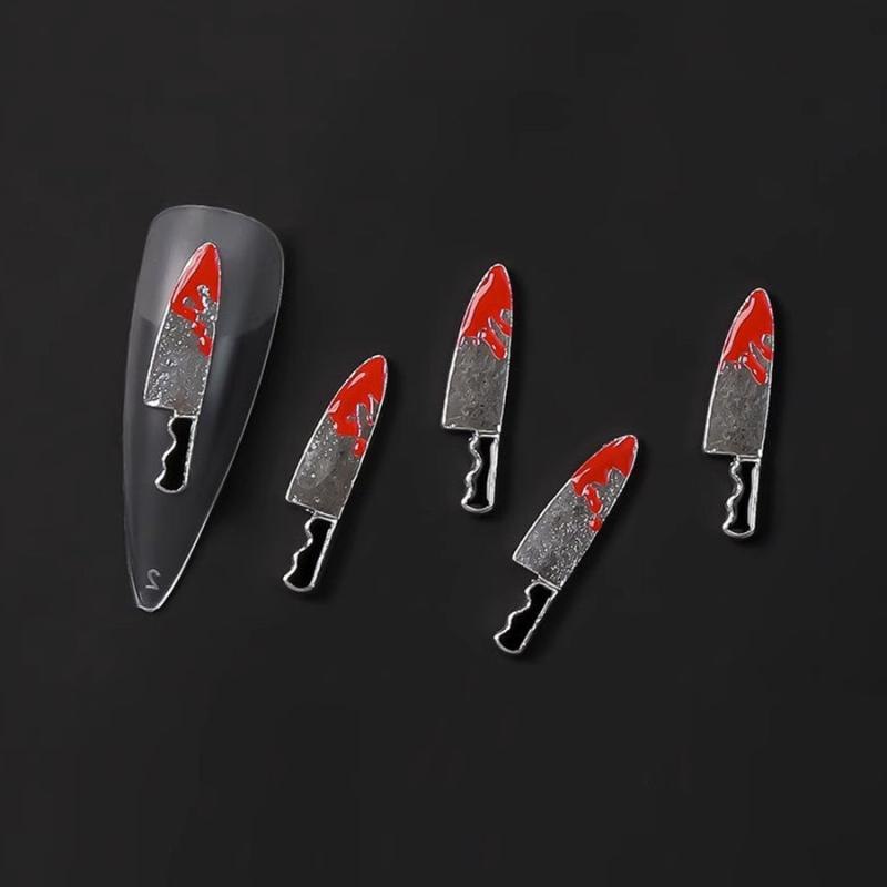 5pcs Halloween Blood Nail Art Charms 3D Metal Nail Art Accessories