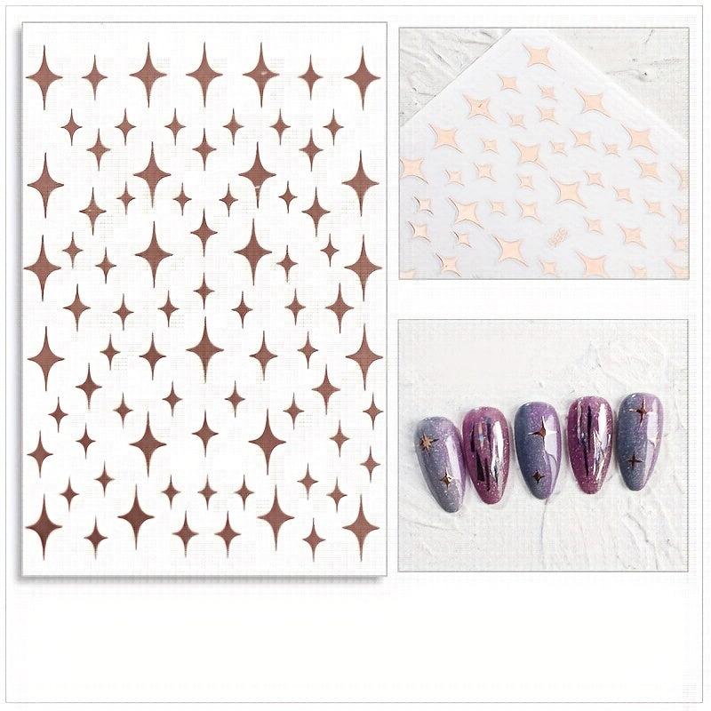 Stars Nail Art Stickers Decals 6 Sheets 3D Self Adhesive Nail Art Decoration