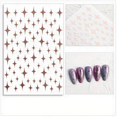 Stars Nail Art Stickers Decals 6 Sheets 3D Self Adhesive Nail Art Decoration