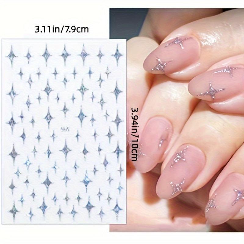 Stars Nail Art Stickers Decals 6 Sheets 3D Self Adhesive Nail Art Decoration